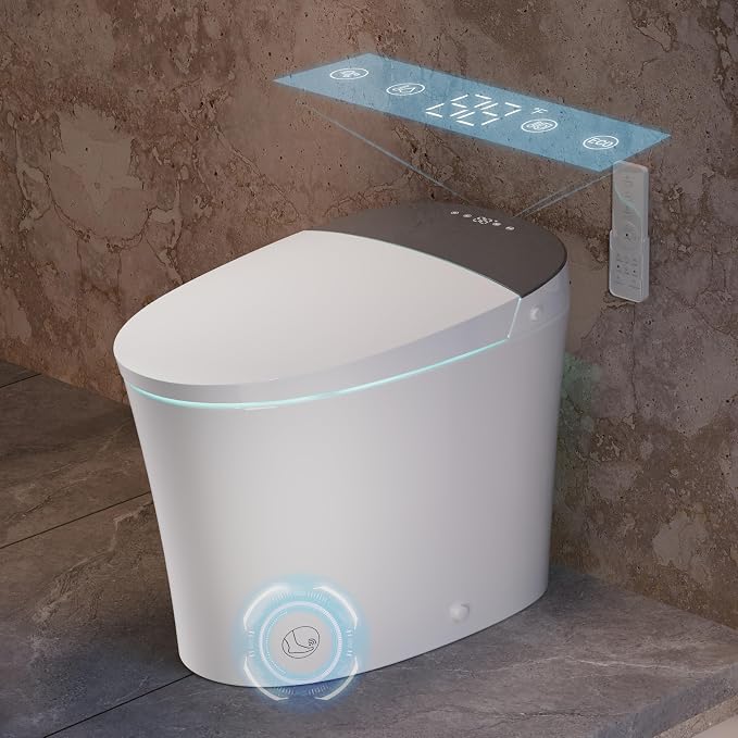 CANEST FC-001P Bidet Toilet, 17" Chair Height, 1000g MaP Flush, Heated Seat | ADA Smart Toilet with Bidet, Dual-Flush 1.1/1.6GPF, Foot Sensor Flush, One Piece Elongated Toilet with Tank Built in