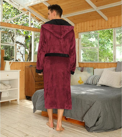 U2SKIIN Mens Hooded Robe, Plush Robes for Men Long Fleece Bathrobe