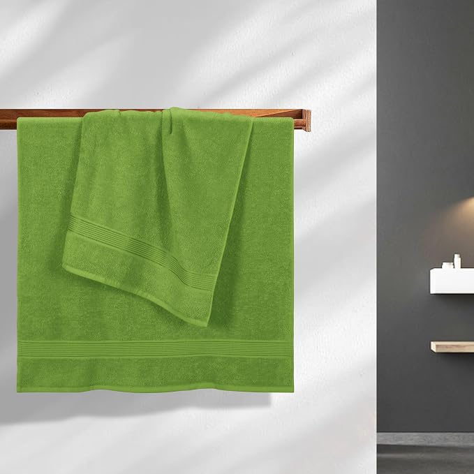 Cotton 2 Pack Oversized Bath Towel Set 28x55 inches, Large Bath Towels, Ultra Absorbant Compact Quickdry & Lightweight Towel, Ideal for Gym Travel Camp Pool - Kiwi Green