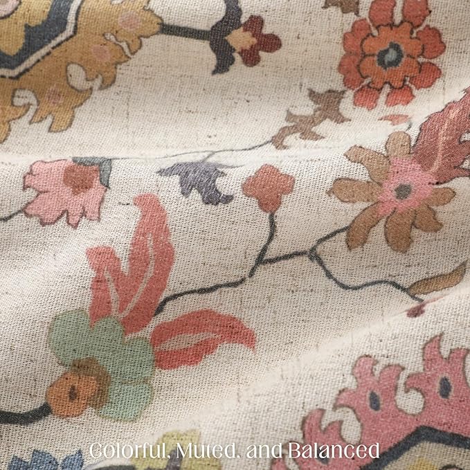 Boho Floral Shower Curtain, Vintage Cottage Core Shower Curtains for Bathroom, 72Wx72H Inch