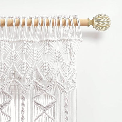 Lush Decor Boho Macrame Textured Cotton Valance, 40" W x 30" L, White - Boho Kitchen Curtains & Wall Decor - Macrame Valance - Bathroom Window Curtains