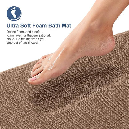 OLANLY Memory Foam Bathroom Runner Rugs 44x24, Absorbent Long Mat, Mocha | Soft Quick Dry Bath Rugs, Non-Slip Carpet, Machine Washable Mat for Bathroom Floor, Tub and Shower, Home Decor Accessories