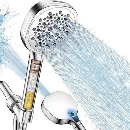 Filtered Shower Head with Handheld, High Pressure 8-mode Shower with Filter | Remove Chlorine for Hard Water, Reduce Dry Itchy Skin, Anti-clog Nozzles, Built with Power Wash, Extra Holder & Hose