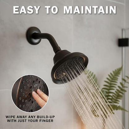 Aqua Elegante Massage Shower Head With Mist - 1.8 GPM - Oil-Rubbed Bronze | High Pressure Boosting, 6 Function Adjustable Massaging Rainfall Showerhead For Low Flow Baths With Water Saving Nozzles