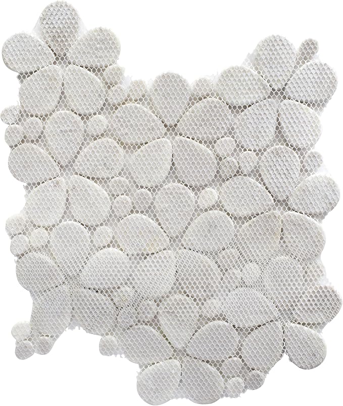 5 Sheets Beige Flowers Mosaic Tiles for Bathroom and Kitchen Wall and Floor 13.39 * 11.02 Inches 1.02 sq.ft