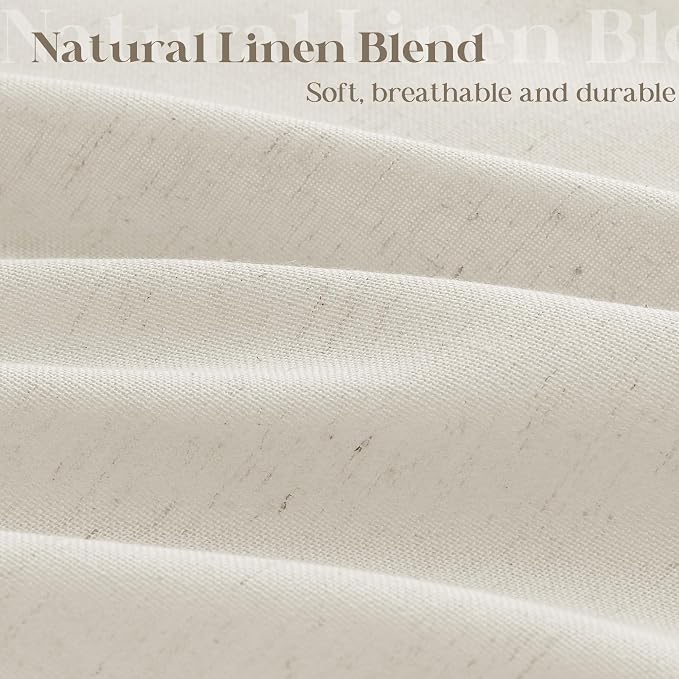 Oatmeal Linen Shower Curtain for Bathroom Water Repellent 36x72 Inch | Stall, Neutral Boho, Flax Linen Drapes, Cabin, Earth Tone Greyish Grey Beige, Bath Decor Drapes, with Hooks, 36 x 72 Inch