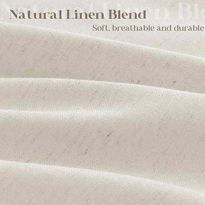 Oatmeal Linen Shower Curtain for Bathroom Water Repellent 72x78 Inch | Greige Grey Beige, Extra Long, Shower Curtains 78 Inches Long, Boho Farmhouse, Bath Decor Drapes Set, with Hooks