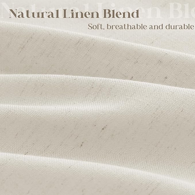 Oatmeal Linen Shower Curtain for Bathroom Water Repellent 72x72 Inch | Neutral Simple French Country Shower Curtains 72 Inches Long Earthy Tone Greige Taupe Greyish Beige with Hooks Flax Burlap