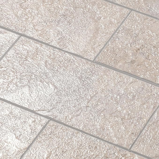 Yipscazo Peel and Stick backsplash 3 x 6 Inches 3D PVC Composite Wall Tile Stick on Backsplash Tile for Kitchen Bathroom, Laundry Room, Fireplace(Beige Stone Texture, 2 Pieces)