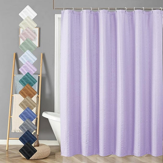 Aiyufeng Light Purple Shower Curtain for Bathroom, Embossed Textured Fabric Shower Curtain for Bathroom - Soft Cloth & Hotel Spa, Machine Washable, 72X78,Light Purple