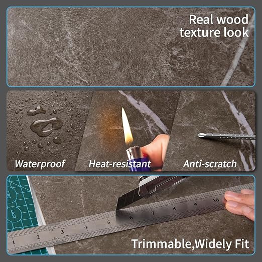 Art3d 30-Pack Peel and Stick Vinyl Floor Tiles, Red & White Marble | 15 Tiles per Color, 12" x 12" Single Tile, Wipeable, Waterproof, Ideal for Kitchen, Bathroom, Living Room, Bedroom