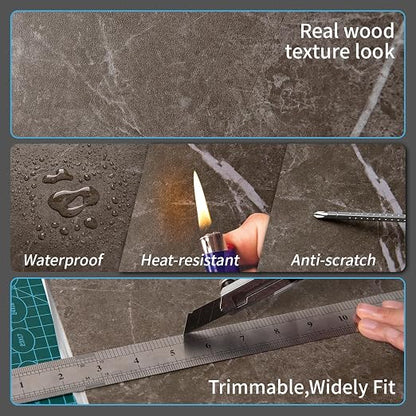 Art3d 30-Pack Peel and Stick Vinyl Floor Tiles, Red & White Marble | 15 Tiles per Color, 12" x 12" Single Tile, Wipeable, Waterproof, Ideal for Kitchen, Bathroom, Living Room, Bedroom