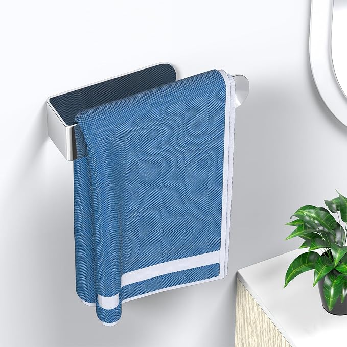 HUFEEOH Hand Towel Bar Set, 2 Pack, Polished Silver Towel Holders, U-Shaped | Stainless Steel Adhesive Bath Organizer, Space Saver, Washcloth Storage in Bathrooms, Hotels, RVs, and Laundry Rooms