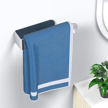 HUFEEOH Hand Towel Bar Set, 2 Pack, Polished Silver Towel Holders, U-Shaped | Stainless Steel Adhesive Bath Organizer, Space Saver, Washcloth Storage in Bathrooms, Hotels, RVs, and Laundry Rooms