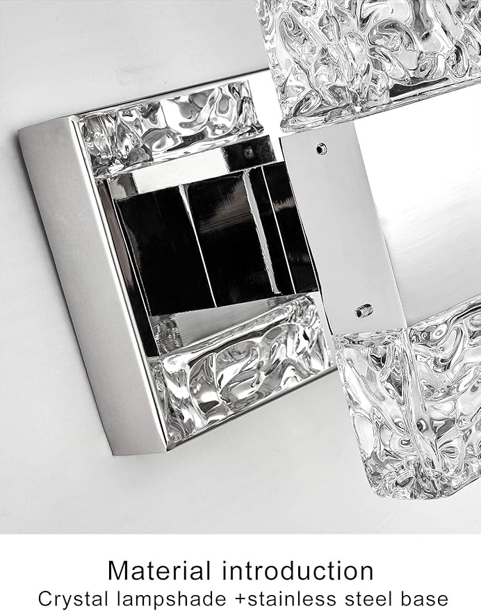 Modern LED Bathroom Vanity Light Fixtures Chrome Stainless Steel 4 Light Wall Sconces for Bathroom Lighting Fuxture Over Mirror 28 Inch 40w LED Crystal Wall Light Cool White 5800K