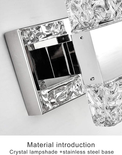 Modern LED Bathroom Vanity Light Fixtures Chrome Stainless Steel 4 Light Wall Sconces for Bathroom Lighting Fuxture Over Mirror 28 Inch 40w LED Crystal Wall Light Cool White 5800K