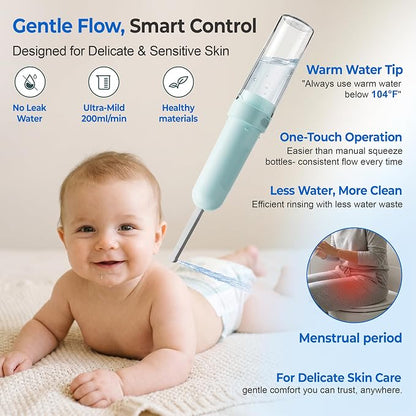 Electric Portable Bidet – Rechargeable Travel Bidet for Women Postpartum Care & Personal Hygiene | with 3 Pressure Modes for Home Travel & Camping (Aqua)