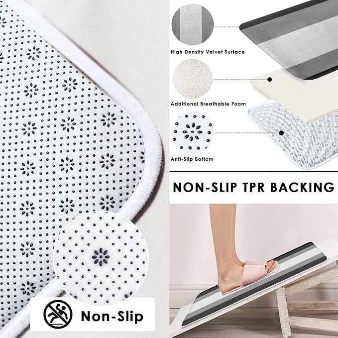 Bathroom Sets with Shower Curtain and Rugs 4 Pcs, Abstract Striped | Modern Ombre Lines Bathroom Decor Set with Toilet Lid Cover, Non-Slip Bath Mats and Accessories 12 Hooks