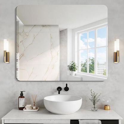 CILIBER Frameless Mirror, 30x36 Inch Rectangle Bathroom Mirror Rounded Corner, 3mm Tempered Glass Frameless Vanity Mirror with Polished Edge for Over Sink, Bedroom, Entryway, Vertical or Horizontal