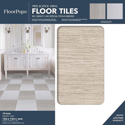 FloorPops 12-in by 12-in Kingsley Natural Peel and Stick Floor Tiles, FP5060