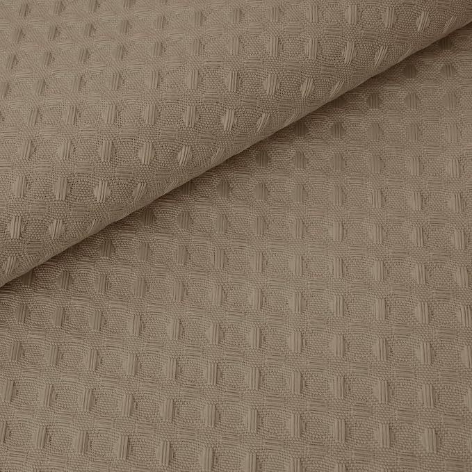 RiverDream Heavyweight Waffle No Hook Shower Curtain with Liner,Linen,71x74 | Dotted Waffle,Snap-in Liner,Heavy Duty,Quick Dry,Mesh Top Window,With Bottom Magnets,Hotel-Grade,Washable,Standard Size