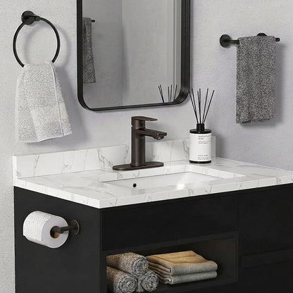 BELZ Bronze Bathroom Faucet, Lead-Free 1 or 3 Hole (4") Vanity Sink Faucet | NSF372 Certified, Rustproof & Splash-proof Aerator, Single Handle Modern Design with Pop-up drain & Hoses, Easy DIY Install
