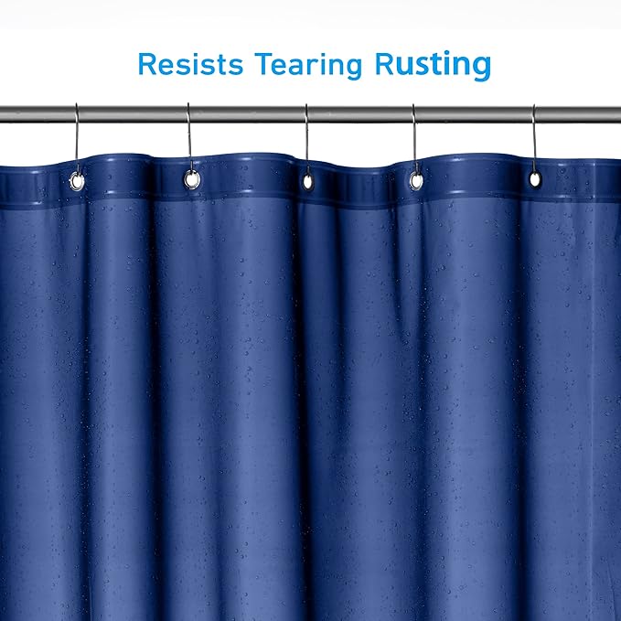 EHZNZIE Shower Curtain Liner Light Weight PEVA, Shower Liner 72x72 Inches, Waterproof, No Chemical Smell with 12 Rust Proof Metal Grommets for Bathroom Shower Curtain, Navy Blue