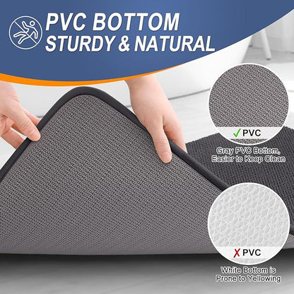 OLANLY Memory Foam Large Bathroom Rugs 40x32, Absorbent Bath Mat, Dark Grey | Soft Quick Dry Bath Rugs, Non-Slip Carpet, Machine Washable Mat for Bathroom Floor, Tub and Shower, Home Decor Accessories