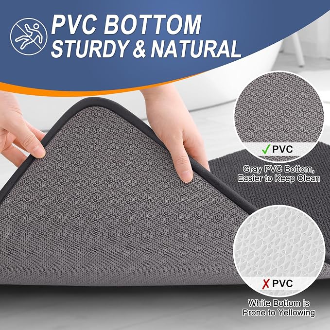 OLANLY Thick Memory Foam Bathroom Rugs 30x18, Absorbent Bath Mat, Dark Grey | Soft Quick Dry Bath Rugs, Non-Slip, Machine Washable Carpet for Bathroom Floor, Tub and Shower, Home Decor Accessories