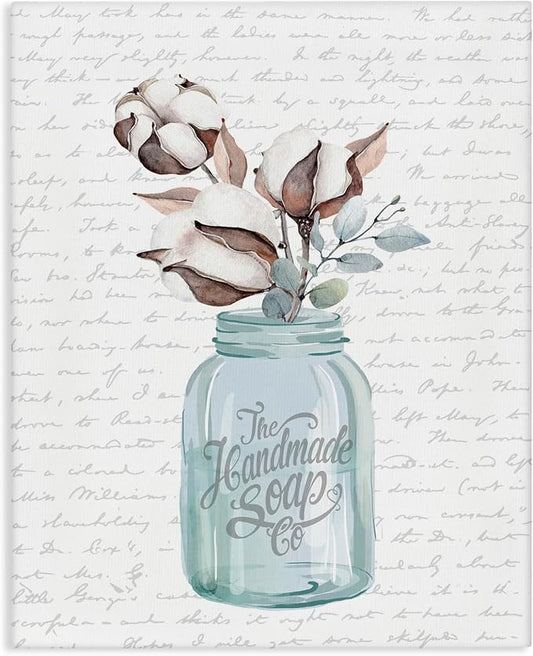 'Handmade Soap Jar & Cotton Flower'| Canvas Art | Stupell Industries | 24 x 30 Inches, Easy to Hang and Sturdy, Made in USA, by Lettered and Lined