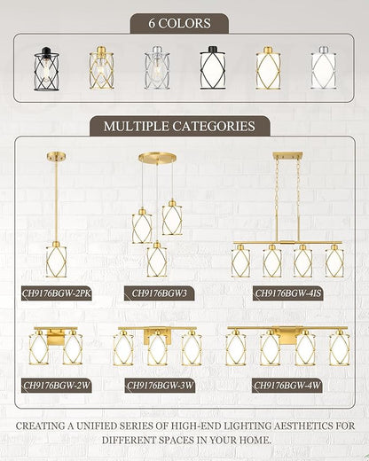 2-Light Brushed Nickel Bathroom Light Fixtures, 13.8 Inch Modern Bathroom Vanity Lighting Fixtures Over Mirror with Clear Glass and Metal Cage Wall Sconce Lights for Bath, E26, CH9176BN-2W
