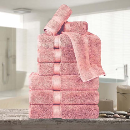 Superior Egyptian Cotton 800 GSM Plush & Absorbent, 9 Piece Set, Tea Rose | Quick Dry, Soft Luxury Towel Set, Bath Essentials, Guest Bath, Spa, 3 Bath, 3 Hand, 3 Face Towel, Madeline Towels