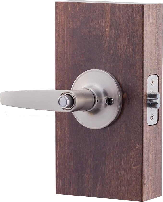 Copper Creek DL1241SS Daley Push Button Keyed Entry Door Lever, Satin Nickel