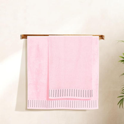 Cotton 2 Pack Oversized Bath Towel Set 28x55 inches, Large Bath Towels, Ultra Absorbant Compact Quickdry & Lightweight Towel, Ideal for Gym Travel Camp Pool - Pink