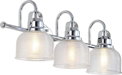JONATHAN Y 25.25" Chrome Modern Bathroom Vanity Light, 3-Light LED Wall Sconce, Clear Glass Bell Shade for Mirror Hallway Kitchen, ETL Listed, LED Bulb Included (JYL7409A)