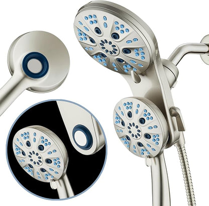 AquaCare Magneton 48-Mode High Pressure Rain & Handheld Shower Head Combo | Space-age Magnetic Guidance Docking, Dual 6-mode Heads with Hygienic Jets, Extra-long 6 ft. Stainless Steel Hose / Nickel