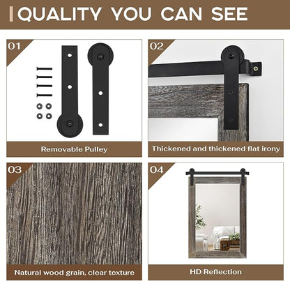 COGOOD Farmhouse Bathroom Mirrors for Over Sink - 30 x 22 Speckled White | Rustic Barn Door Wood Framed Vanity Mirror for Entryway, Living Room, Bedroom, Dresser Wall Decor