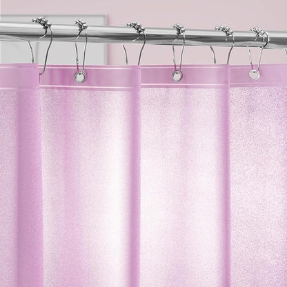 Seenus Waterproof Dreamy Pink Glitter PEVA Shower Curtain Liner, 72 x 78 Extra Long Plastic Sparkle Shower Curtain with 3 Weighted Magnets, Lovely Shimmery Bathroom Décor Shower Curtain