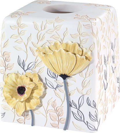 Avanti Linens - Tissue Box Cover, Guest Bathroom Essentials, Countertop Accessories, Floral Home Decor (Marielle Collection)