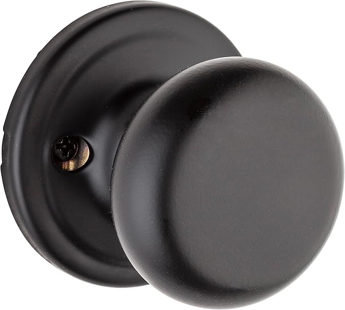 Kwikset Hancock Interior Passage Door Knob, Handle For Closet and Hallway Doors, Non-Locking Doorknob in Matte Black, with Microban Protection