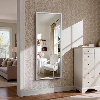 CIRCUMI 60"x24" Brushed Silver Bathroom Mirror, Double Sink Vanity Mirror | Chunky Box Metal Frame, Shatterproof, Tempered Glass, Bathroom Remodel&New Home, Large Rectangular Mirror for Living Room
