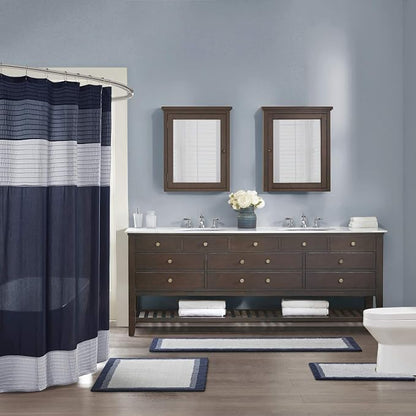 Madison Park Amherst Tufted Bath Rug Cotton Non-Slip, 20 x 30, Navy | Quick Dry, Ultra Soft, Pile, Machine Washable, Absorbent, OEKO-TEX Certified