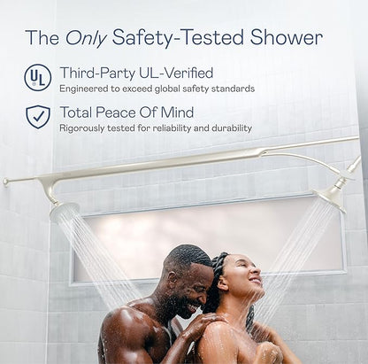 BOONA Original Tandem Shower as Seen on Shark Tank | Dual Shower Head for Couples | Max Water Pressure for Two | Easy Install (Brushed Nickel, Two Showerheads)