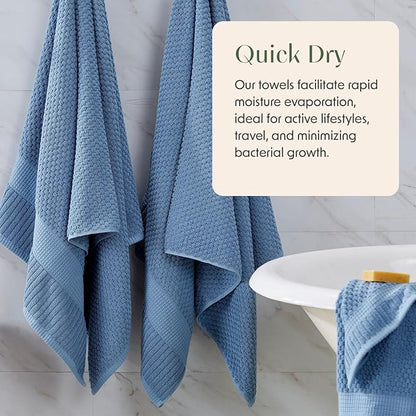 2 Pack Oversized Bath Towels 100% Cotton | Blue Towels | Oeko‑TEX Standard 100 | Soft & Absorbent, Quick‑Dry | Trinity Collection - Blue Shadow