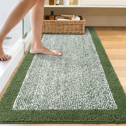 60x24 Long Bathroom Rugs Washable Non Slip, Matcha Green Bath Mat for Bathroom Floor Tub, Soft Absorbent Quick Dry Mats for Shower,Bathtub,Home Decor