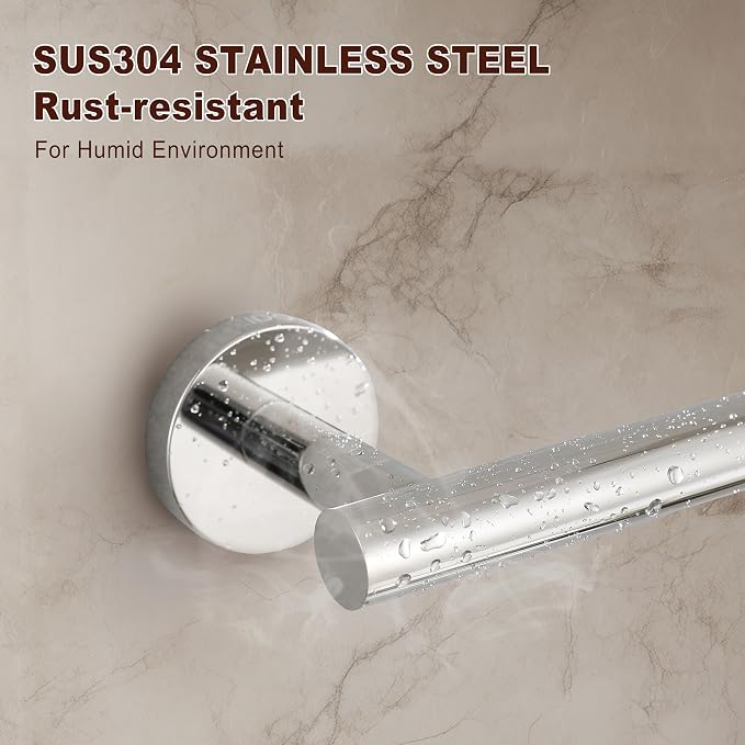 SEIDO 12 Inch Polished Chrome Towel Bar (2-Pack) for Small Spaces, Double Locking Anti-Drop Bathroom Towel Holder, SUS 304 Stainless Steel Towel Rack Wall Mounted, 9.6" Usable Length, Mounting Kit