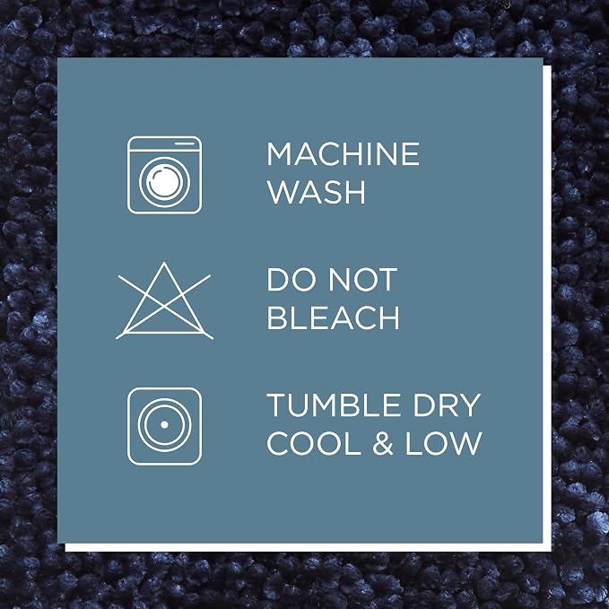 Town & Country Basics Chenille Toilet Lid Cover, Plush Soft Washable, Blue