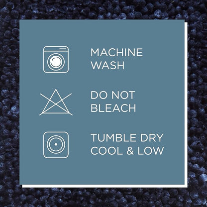 Town & Country Basics Chenille Toilet Lid Cover, Plush Soft Washable, Blue