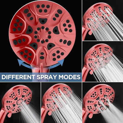 6-Mode High Pressure Handheld Shower Head Set, Consumer Reports Recommended HOPOPRO High Flow Hand Held Showerhead with 59 Inch Hose Bracket Teflon Tape Rubber Washers
