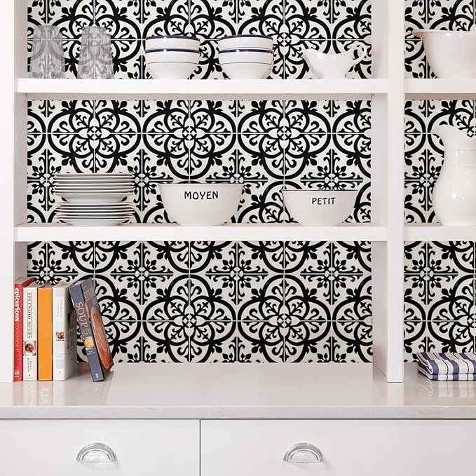 InHome NH2956 Avignon Peel & Stick Backsplash Tiles, Black